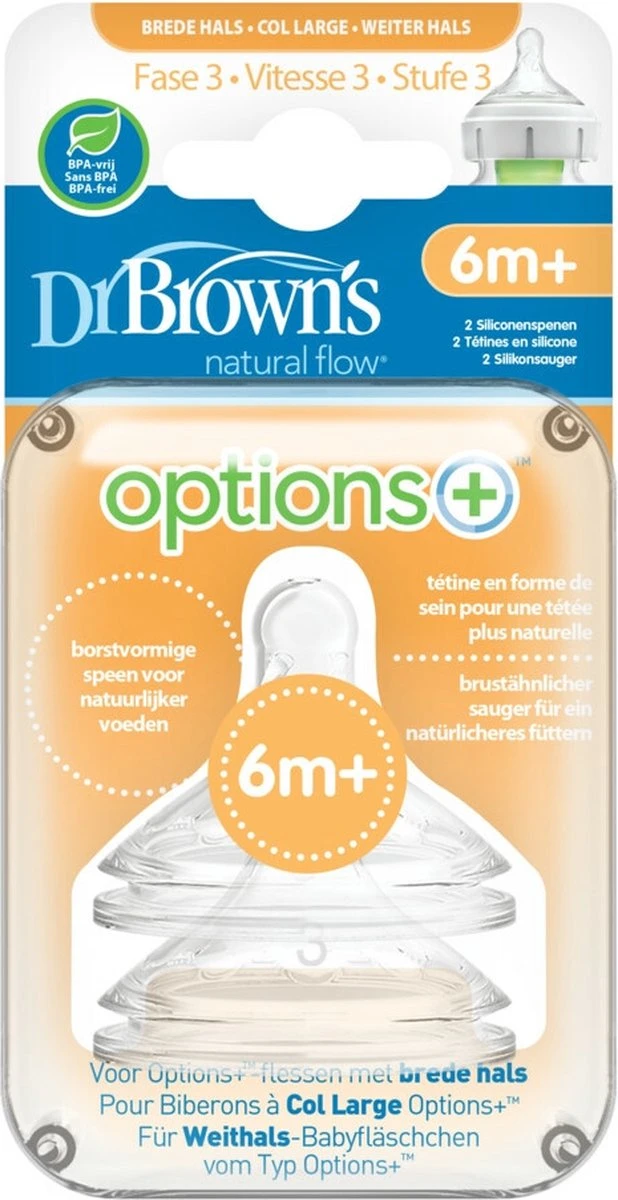 Dr. Brown's Options+ Anti-colic Fles Speen - Fase 3 - Voor Brede Halsfles - 2 Stuks 7 Dr. Brown's Options+ Anti-colic Fles Speen - Fase 3 - Voor Brede Halsfles - 2 Stuks - Afbeelding 5