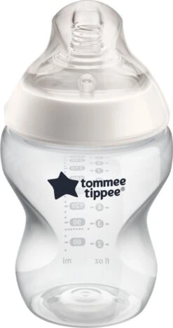 Tommee Tippee Closer To Nature - Zuigflessen - Langzame Uitstroomsnelheid - Anti-colic Ventiel - 260 Ml - Pak Van 1 - Doorzichtig