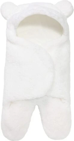 BonBini´s Teddy Bear Wikkeldeken Newborn - Zachte Grijze Teddy Beer Inbakerdoek Newborn Baby - 3-6 Maanden - Wit