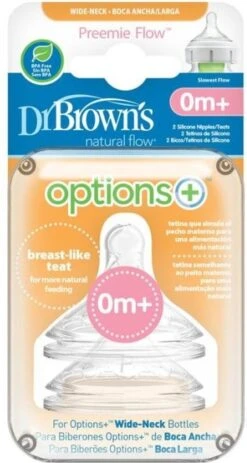 Dr. Brown's Options+ Anti-colic Speen Prematuur - Voor Brede Halsfles - 2 Stuks -Happy Horse Winkel 640x1200