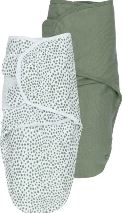 Meyco Cheetah/Uni Swaddlemeyco Inbakerdoek - 2-pack - Forest Green - 0-3 Maanden