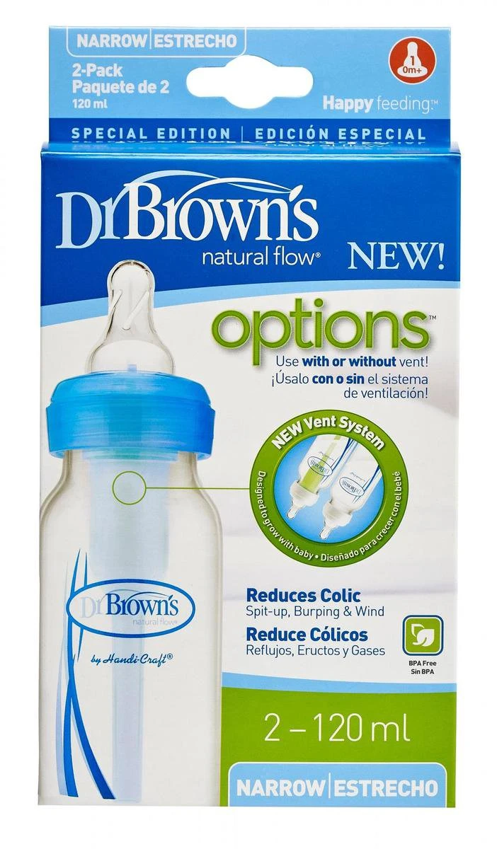 Dr. Brown's Standaardfles - 120 Ml - Blauw - Duopack Options Bottle 4 Dr. Brown's Standaardfles - 120 Ml - Blauw - Duopack Options Bottle - Afbeelding 2