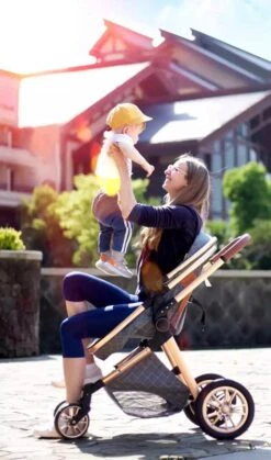 Merkloos Luxe Multi-functionele 3 In 1 Kinderwagen - Kwalitatieve Buggy - Opklapbare Wandelwagen - Khaki -Happy Horse Winkel 707x1200 2