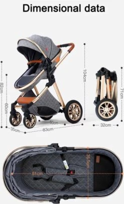 Merkloos Luxe Multi-functionele 3 In 1 Kinderwagen - Kwalitatieve Buggy - Opklapbare Wandelwagen - Khaki -Happy Horse Winkel 731x1200 4