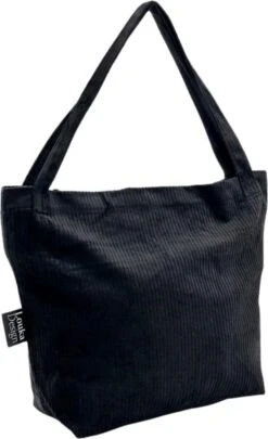 Louka Mom Bag Rib Zwart - Luiertas - Trendy Shopper - Verzorgingstas Baby - Boodschappentas Kinderwagen