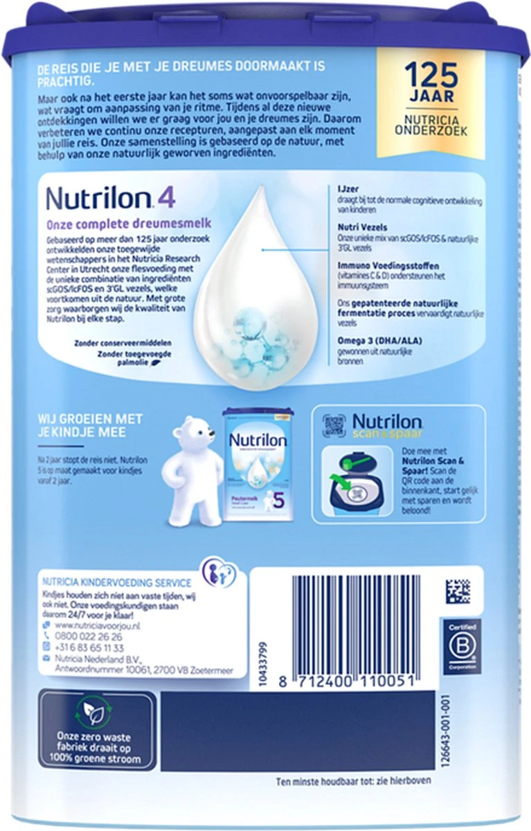 Nutrilon 4 Vanille Dreumesmelk – Flesvoeding Vanaf 1 Jaar – 800g 15 Nutrilon 4 Vanille Dreumesmelk – Flesvoeding Vanaf 1 Jaar – 800g - Afbeelding 13