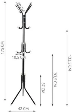 Kapstok Met 12 Haken - Metaal - Zwart - Hoogte 175cm -Happy Horse Winkel 772x1200 2