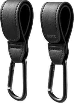 Happy Horse Winkel 38 BOTC Kinderwagen Tassenhaakjes - Leer - Haakjes Voor Tassen - Set Van 2 - Leather - Extra Stevig - Buggy Haakjes - Zwart