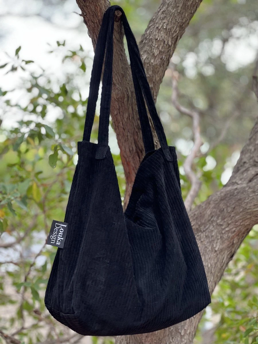 Louka Mom Bag Rib Zwart - Luiertas - Trendy Shopper - Verzorgingstas Baby - Boodschappentas Kinderwagen 4 Louka Mom Bag Rib Zwart - Luiertas - Trendy Shopper - Verzorgingstas Baby - Boodschappentas Kinderwagen - Afbeelding 2