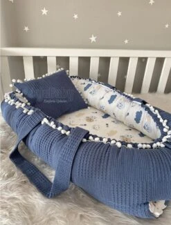 Jaju Baby - Babynestje En Hoofdkussen - Organische Katoen - Antibacterieel Babynestje - Anti-Allergisch Babynestje - Spijkerbroek Blauw - 74 X 40 Cm -Happy Horse Winkel 908x1200 5