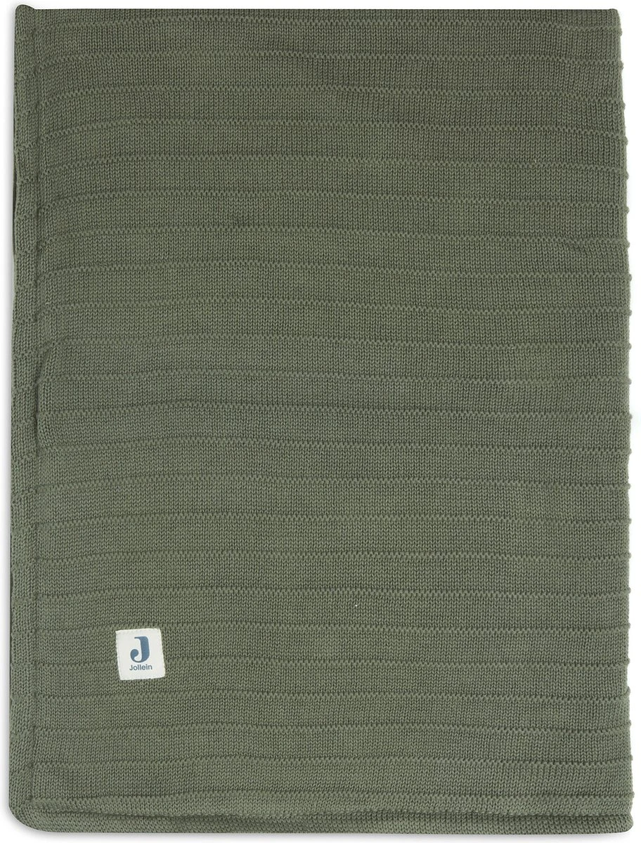 Jollein Baby Deken Wieg Velvet Pure Knit - Leaf Green - GOTS 3 Jollein Baby Deken Wieg Velvet Pure Knit - Leaf Green - GOTS