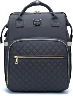 Luiertas - Multifuctioneel Luiertas 3 In 1 - Met Babybedje - Met Verschoningsmatje - Grijs - Met Usb - Met Verdikt Matras -Happy Horse Winkel 917x1200 1