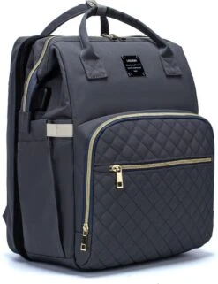 Luiertas - Multifuctioneel Luiertas 3 In 1 - Met Babybedje - Met Verschoningsmatje - Grijs - Met Usb - Met Verdikt Matras -Happy Horse Winkel 923x1200 1