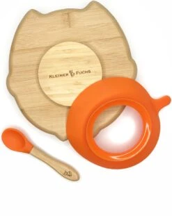 Kleiner Fuchs Kinderbord Van Bamboe - Bord Met Zuignap Inclusief Bijpassende Baby Lepel - Babyservies In Stijlvolle Geschenkdoos - Uil -Happy Horse Winkel 954x1200 4