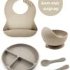 Ik Ben Zo Mooi Onbreekbaar Siliconen Kinderservies Met Zuignap Bordje Voor Baby En Peuter - Set Van 5 Stuks - Doeskin Zand -Happy Horse Winkel 957x1200 3