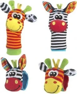 Playgro Pols- En Voetrammelaarset Zebra & Giraf - Set Van 4 Stuks, 2 Polsbandjes En 2 Rammelsokjes -Happy Horse Winkel 977x1200