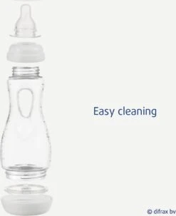 Difrax Handgreep Babyfles 240 Ml Natural - Anti-Colic - Stone|Grijs -Happy Horse Winkel 979x1200